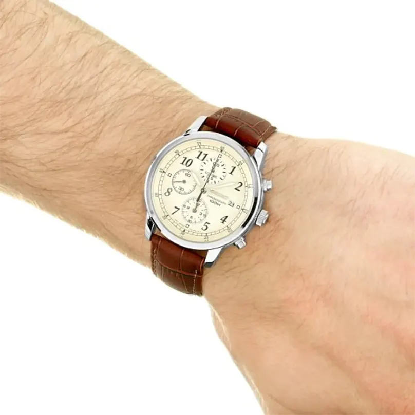 Seiko Men's Chronograph Beige Dial Watch | SNDC31P1